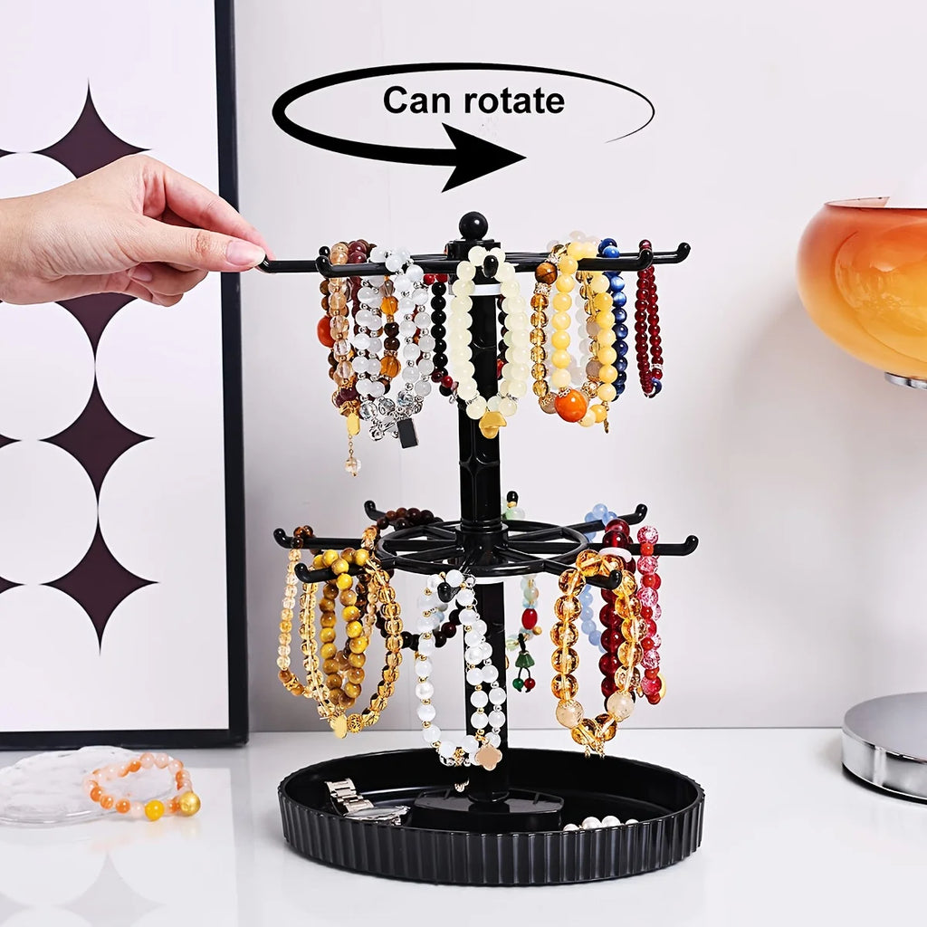 1pc rotatable 2-tier/3-tier jewelry display stand multi-functional hanging earringsrings bracelets watches accessories organizer Oasis Select