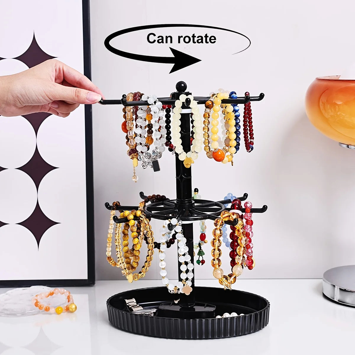 1pc rotatable 2-tier/3-tier jewelry display stand multi-functional hanging earringsrings bracelets watches accessories organizer Oasis Select