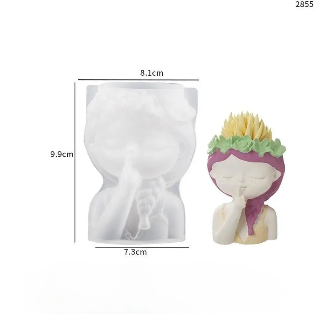 3D Beauty Flower Girls Pot Silicone Mold DIY Homemade Portrait Succulent Flower Vase Plaster Gypsum Epoxy Resin Mould Home Decor Oasis Select
