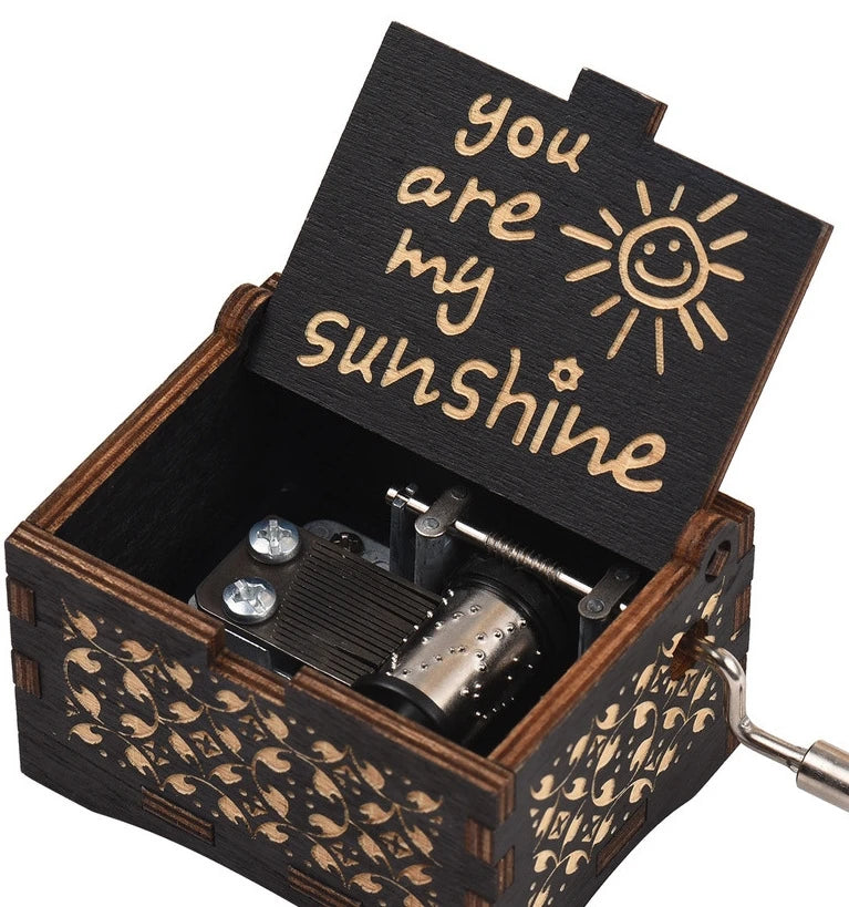 Wooden hand cranked music box, you are my sunshine music painting boutique gift, music box Oasis Select 9