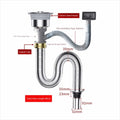 Stainless Steel Sink Drain Pipe Set Easy Install Space Saving Anti-Leak Drainage Kit Single/Double Bowl Anti Clogging Drain Hose Oasis Select Single-slot