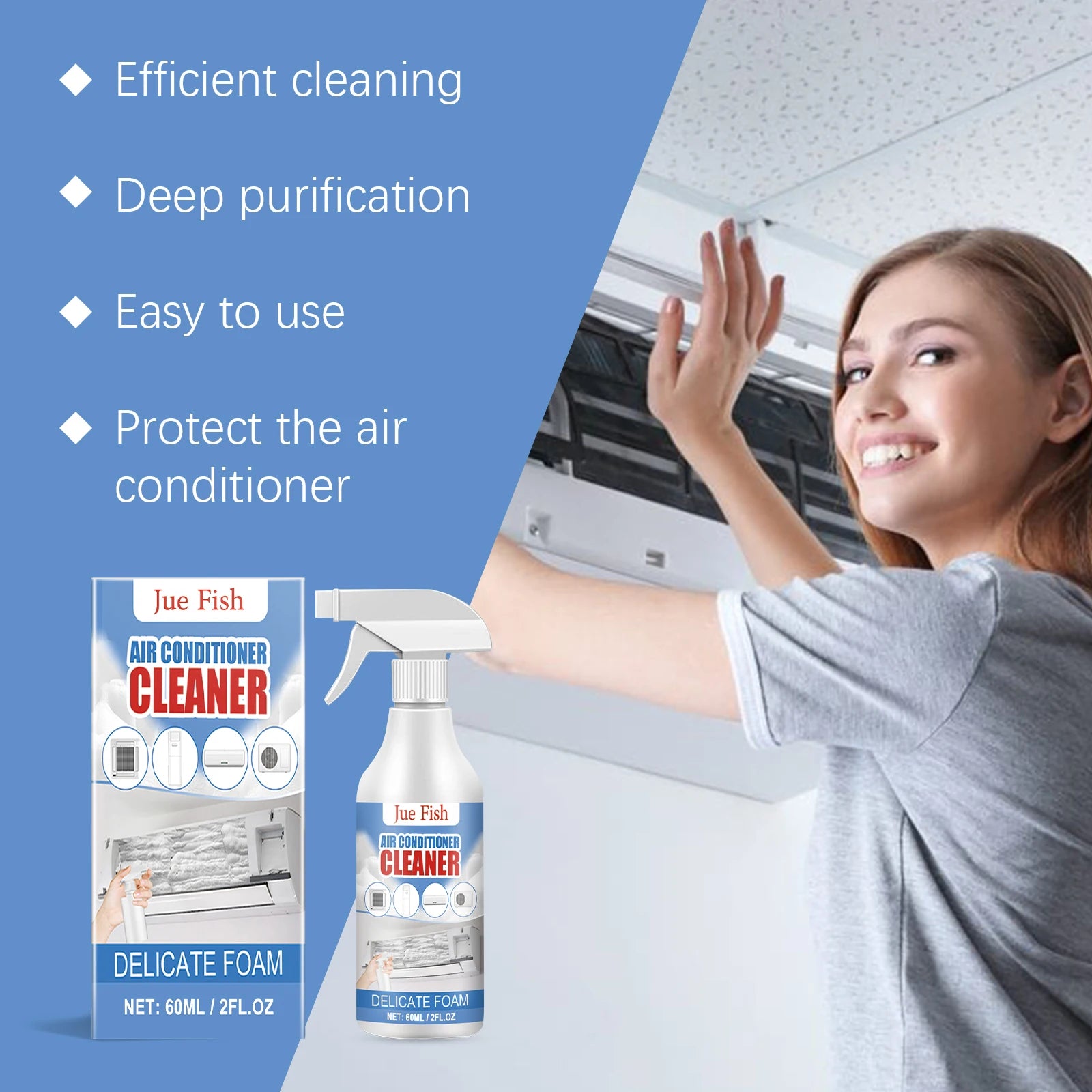 60ml Air Conditioner Cleaner Spray Condenser Coil Cleaning Deodorizer Air Conditioner Foam Coil Cleaner Cleaner Stain Remover ﻿ Oasis Select