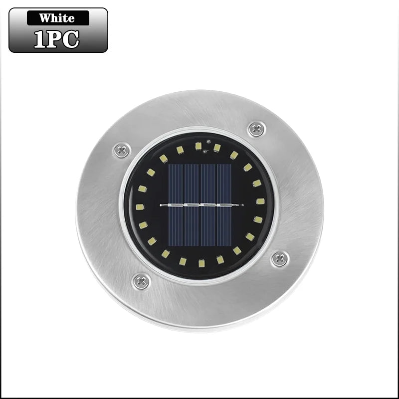 Solar LED Ground Lights 20 LED Outdoor Disk in-Ground Garden Light Set Waterproof Bright Landscape Lighting for Yard Patio Oasis Select White-1PC