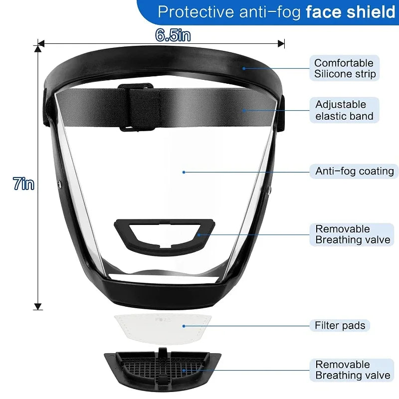 Work Protection Mask Full Face Shield Protection Face Anti-fog Anti Splash Transparent Facial Protector Face Protective Screen Oasis Select