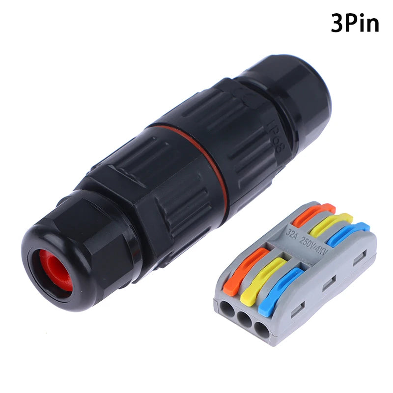 1PC IP68 Waterproof Electrical Connector 2/3 Pin Straight Quick Push-In Terminal Block Wire Cable Conductor Plug Oasis Select 3PIN