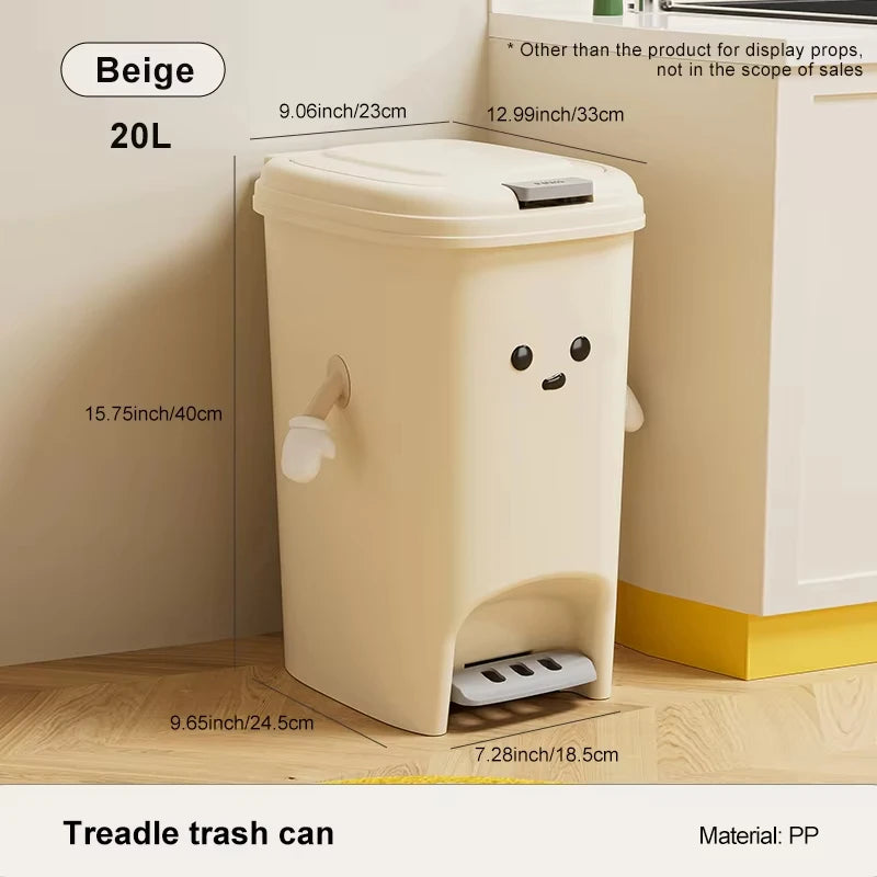 Uforu Large-Capacity Bin, Pedal Bin, DIY Creative Bin for Kitchen, Dormitory and Bathroom, Adorable Design Oasis Select 20L
