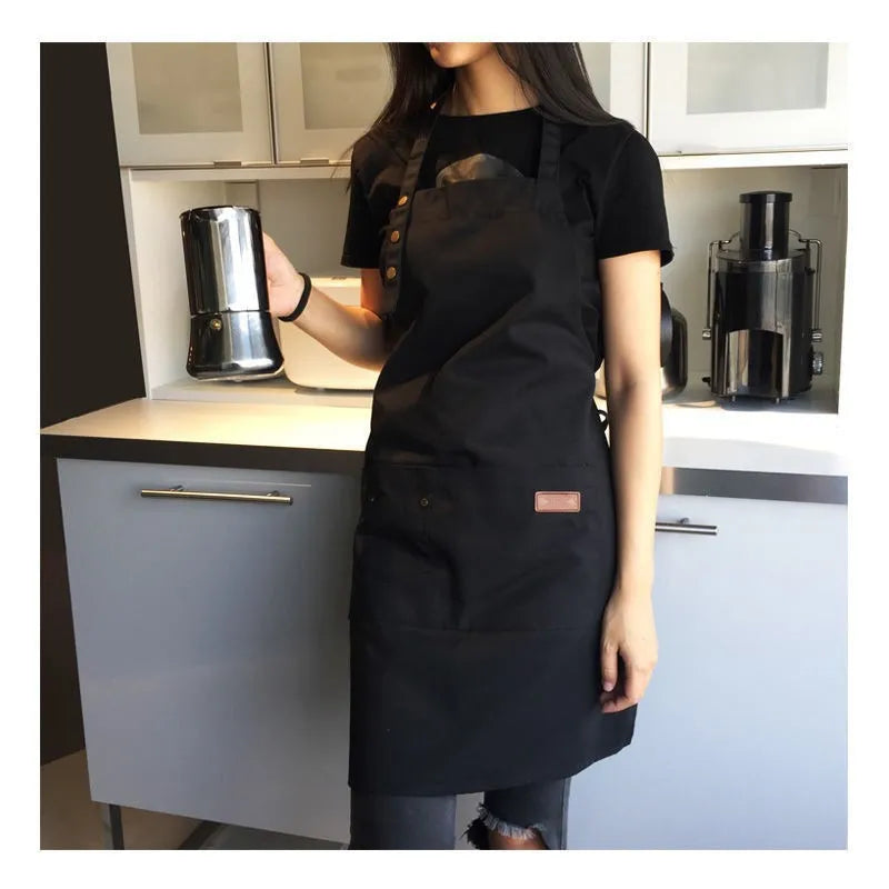 Chef Waiter Cafe Shop Waiter Pure Color Cooking Kitchen Apron For Woman BBQ Hairdresser Aprons Bibs Kitchen Accessory Oasis Select