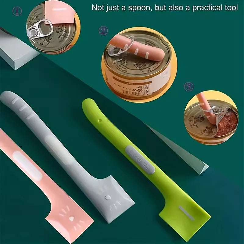 Pet food jar spoon and lid cat pattern element design suitable for wet food cans snacks easy to clean and convenient to use Oasis Select