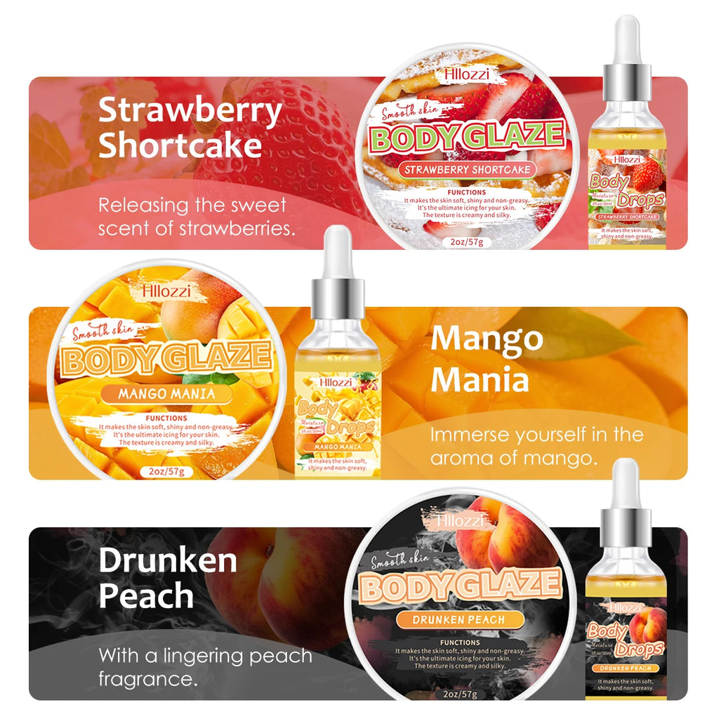 Body Glaze & Body Oil Combination Various flavors Non-greasy Hydrating and moisturizing Body Lotion Massag Oasis Select