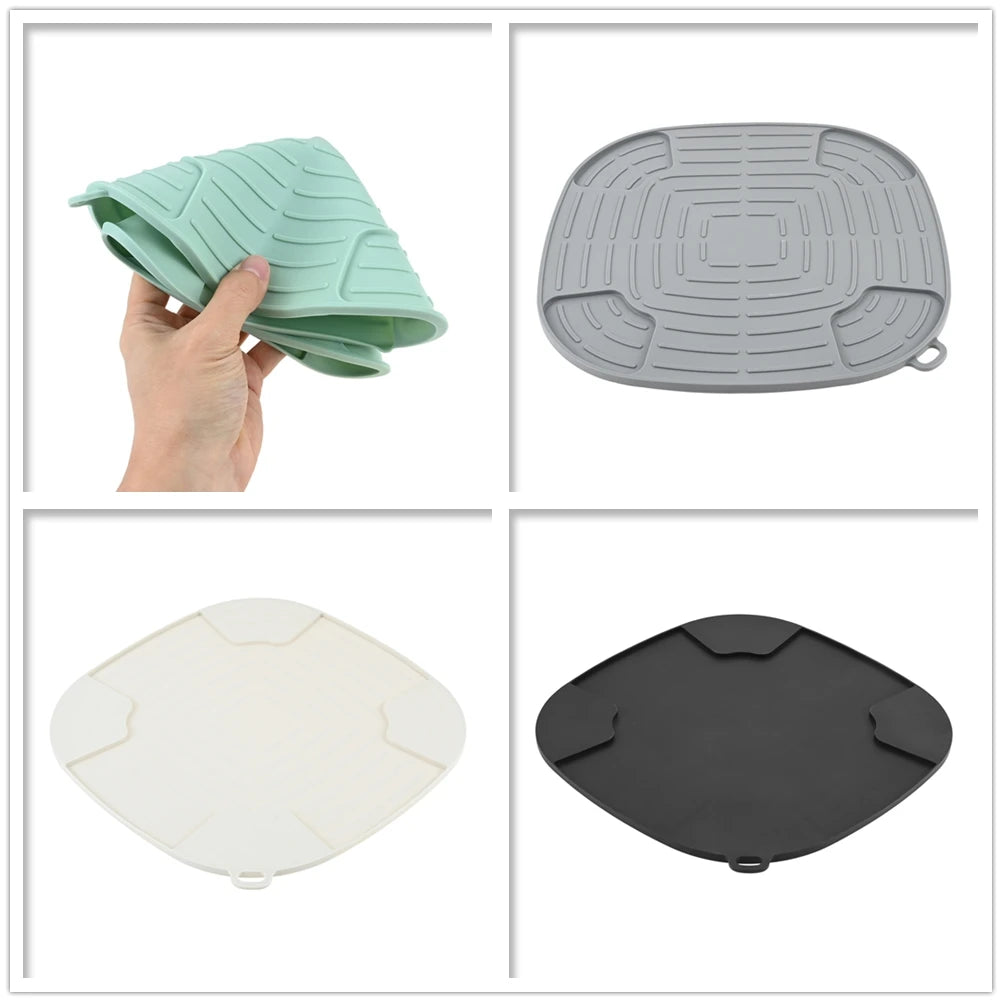 1Pc 10.23" Silicone Air Fryer Mat Heat Resistant 446°F for Ninja FN101GY Non-Slip Dishwasher Safe Countertop Protector Trivet Oasis Select