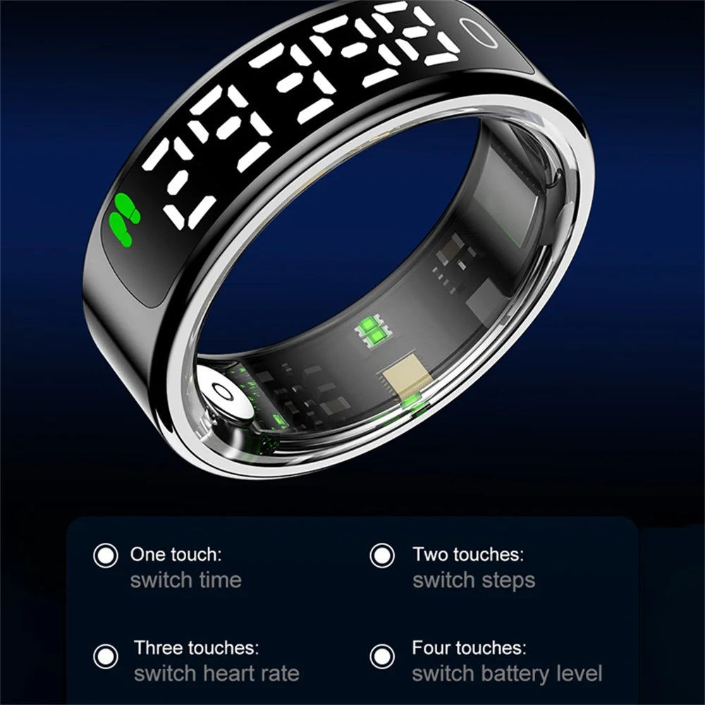 2026 Smart Ring With Display Screen Touch Screen Heart Rate Sleep Gesture Control Remote Photo Capture Sports Blue Tooth Ring Oasis Select