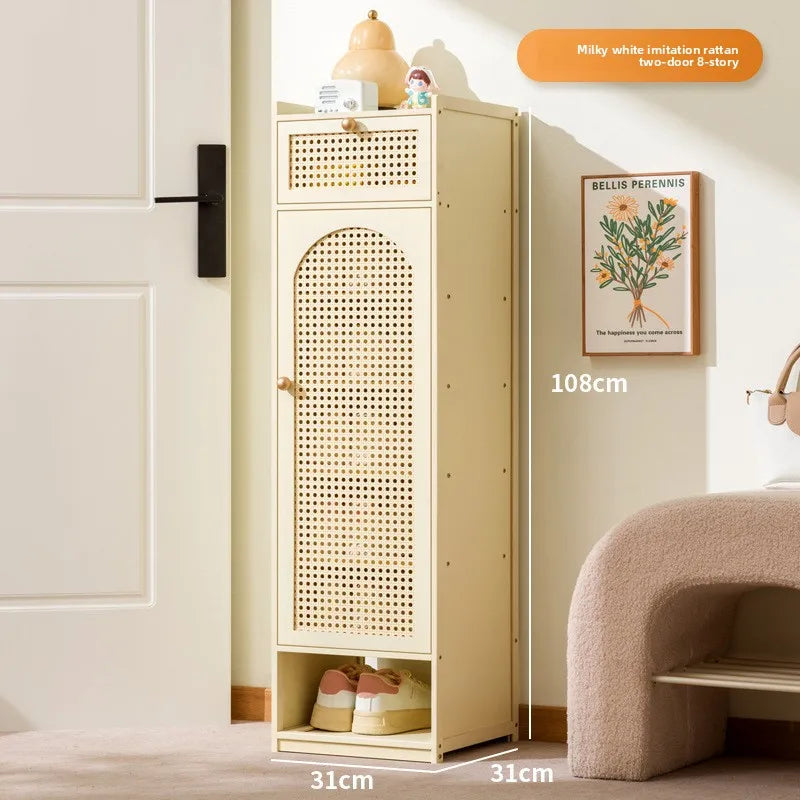 Shoe cabinet storage artifact space-saving indoor entrance small narrow shoe rack 2025 new dust-proof storage cabinet Oasis Select White Eight-Drawer 1