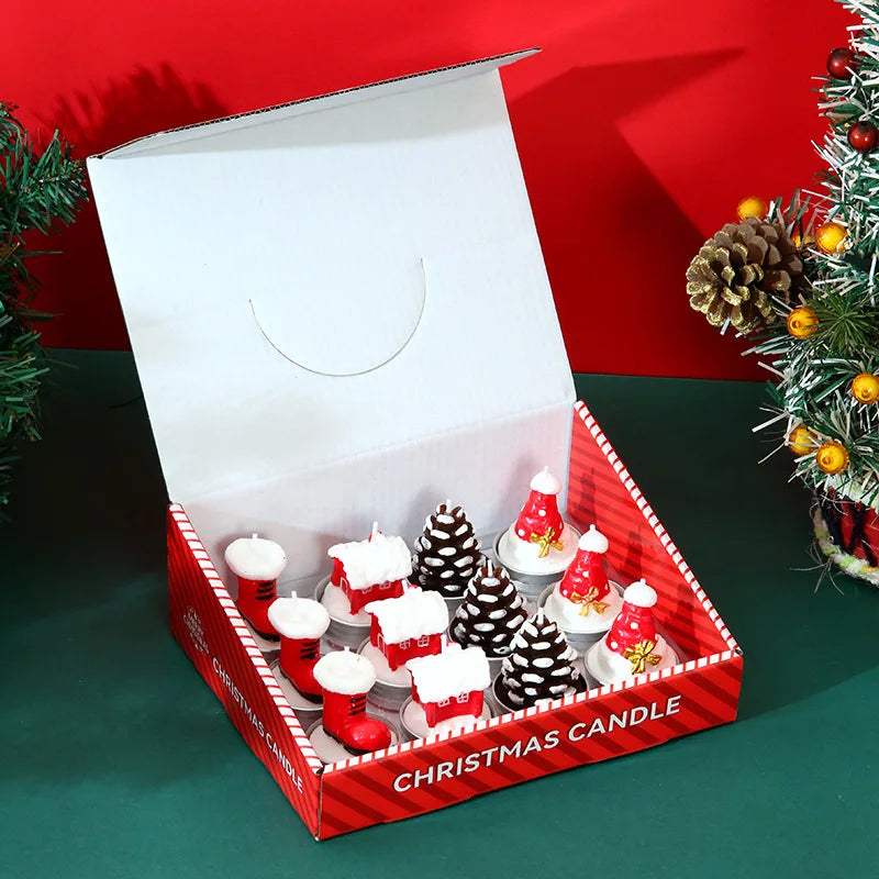 Christmas Mini Candle Set – 12 Festive Paraffin Wax Figures