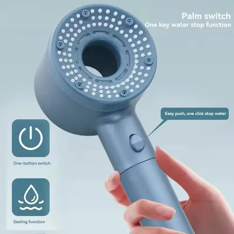 5 Modes Large Panel 7 IN 1 Shower Head High Pressure Water Saving Massage Portable Filter Shower Hook Hose Bathroom Accessories Oasis Select