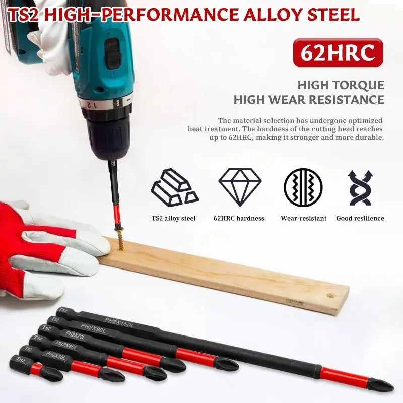 Crosshead And Impact Drill Bits High Hardness S2 Steel Magnetic Non-Slip Drill Bit Set 6/12 Pieces For Electric And Hand Drivers Oasis Select