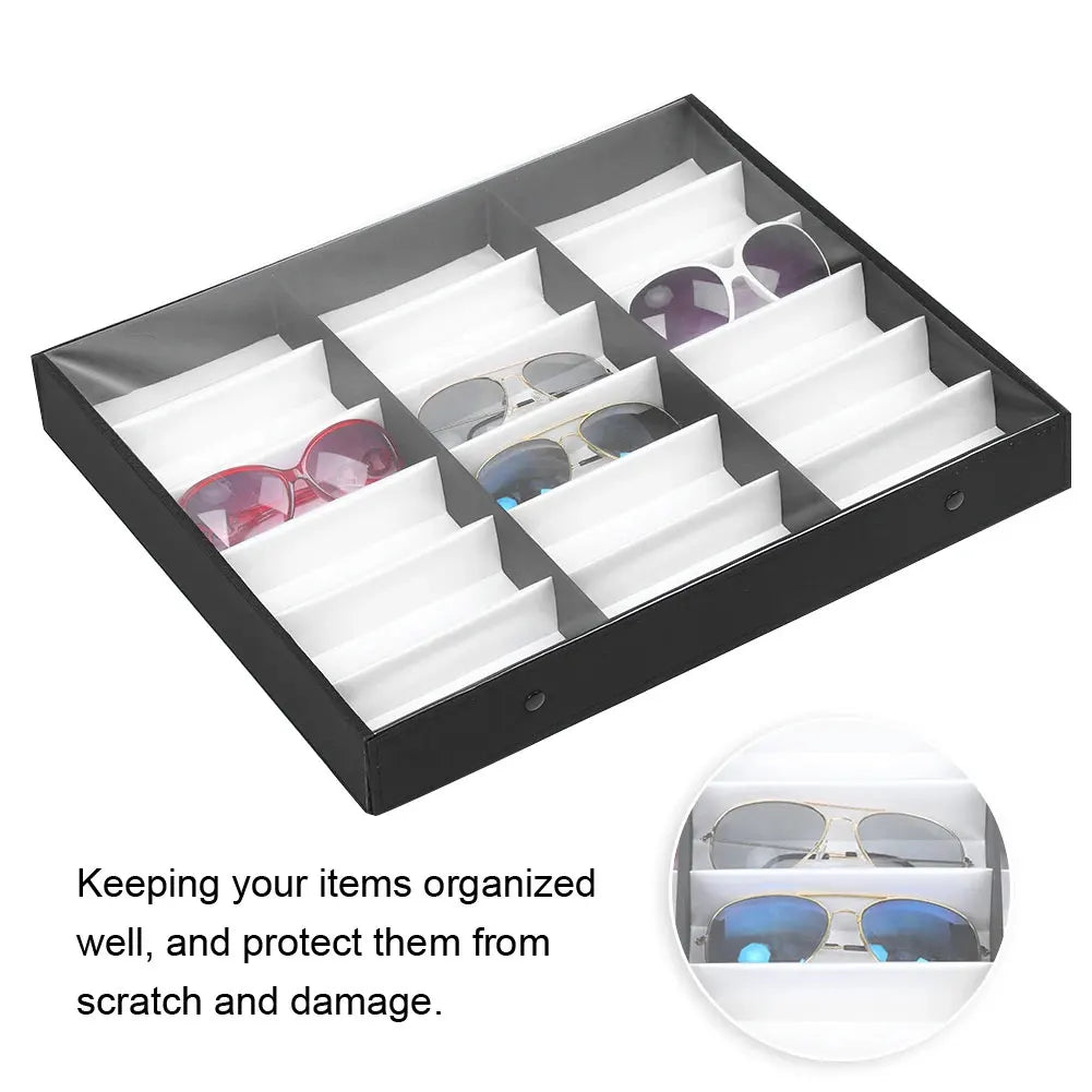 18-Slot Eyeglass & Sunglass Storage Display Case Organizer