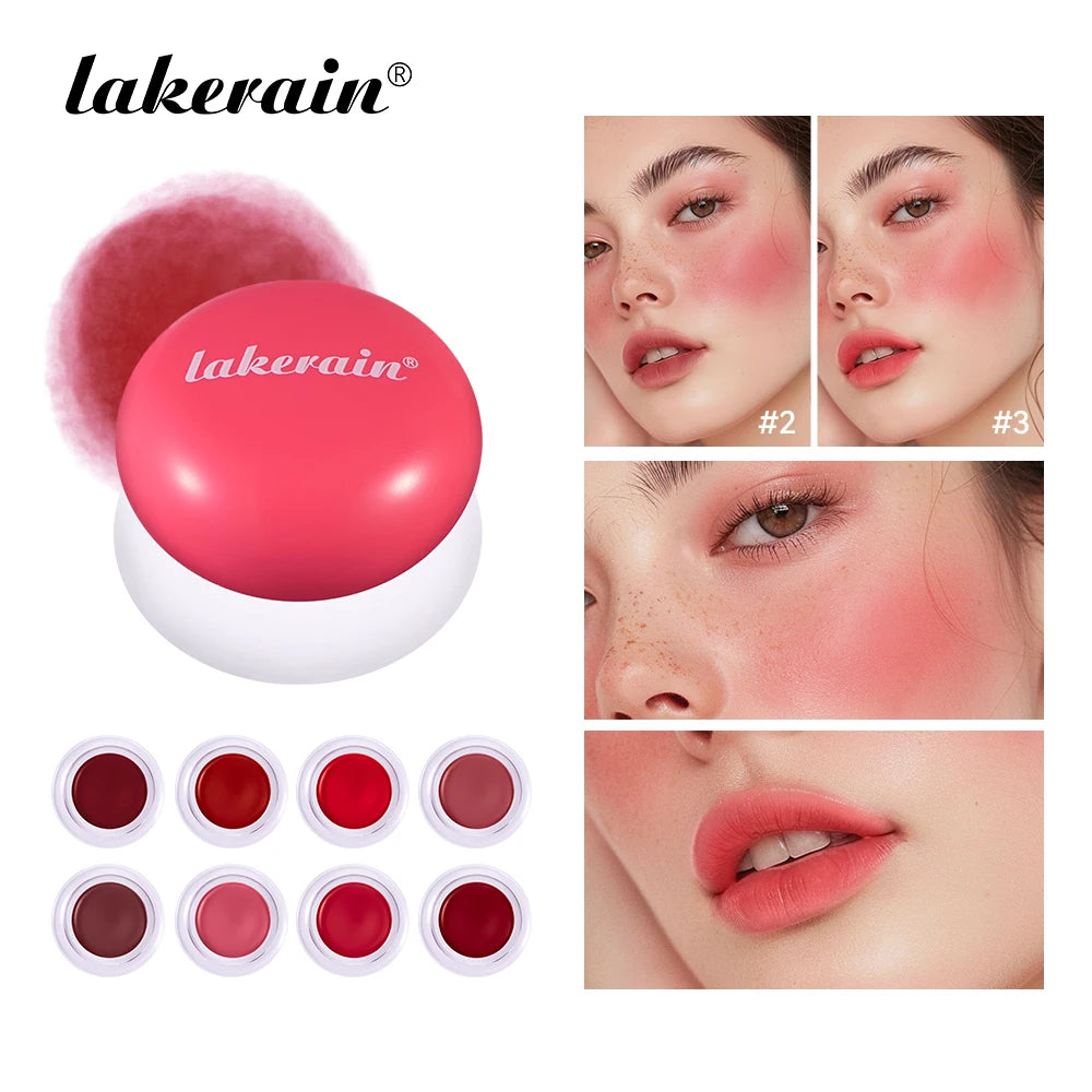 Lakerain Lip & Cheek Pudding Pot Natural Cheek Face Lip 2 IN 1 Waterproof Blusher High Color Rendering Smooth Brightening Oasis Select