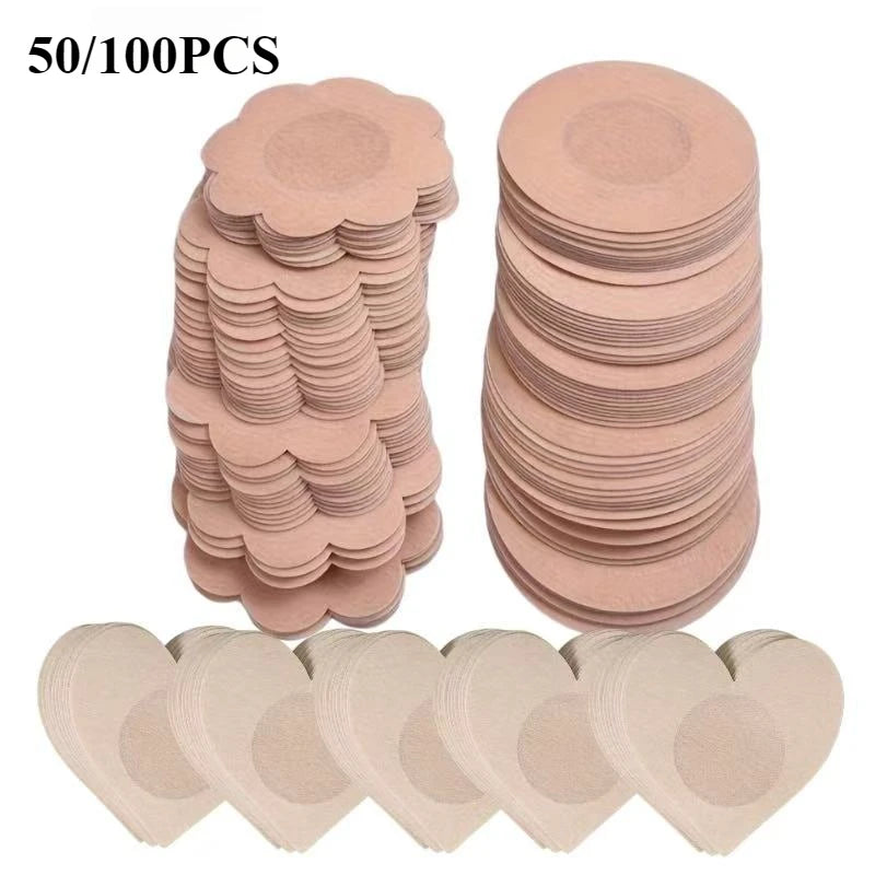 50/100pcs Disposable Nipple Stickers, Self-adhesive Breathable Seamless Invisible Bra, Women's Fitted Bra Liner Oasis Select