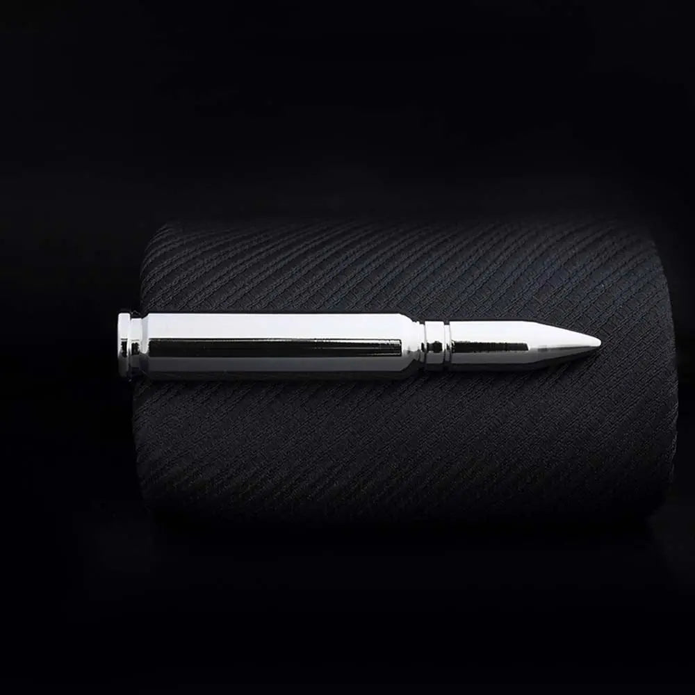 Silver Metal Tie Clip for Men – Key & Glasses Shape Novelty Pin