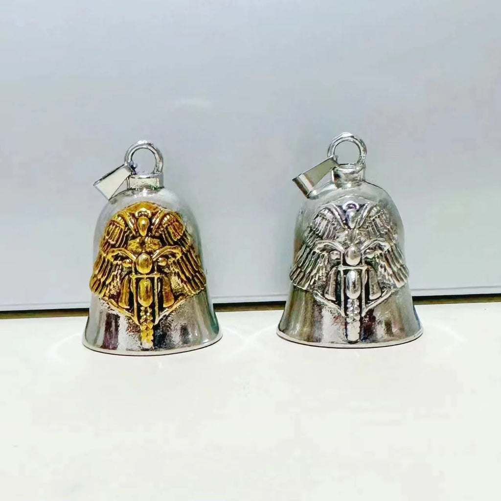 Fashionable Angel Wings Motorcycle Bell Pendant Keychain Punk Rock Men's Riding Party Amulet Exorcism Jewelry Oasis Select