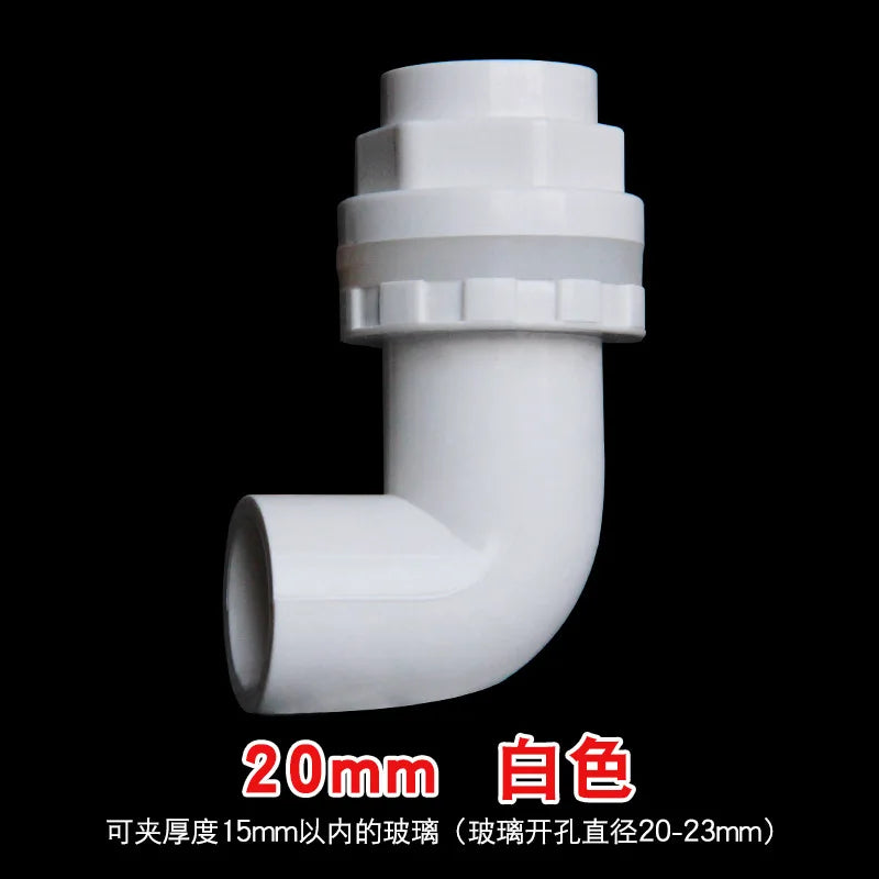 5pcs Elbow Drainage Connector Fish Tank OverflowI.D20~50mm PVC Aquarium Joints Water Inlet Outlet Supply Pipe DIY Drain Fittings Oasis Select White 20mm 5pcs