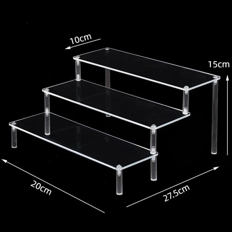 1–5 Tier Acrylic Display Stand | Riser Shelf Rack – Clear & Black