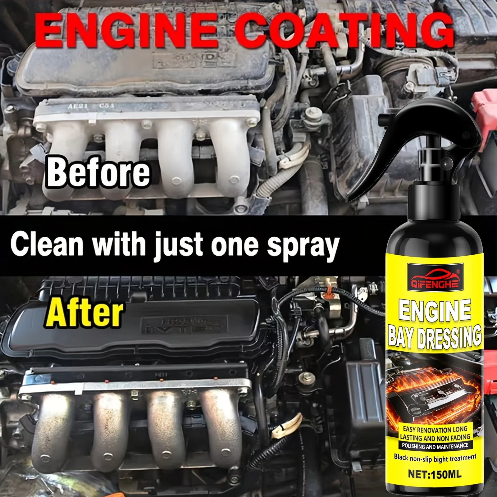 Car Engine Warehouse Cleaner Quick Removes Heavy Oil Stain Degreaser 5.07oz Engine Compartment Wash Sprayer, Engine Cleaner for Oasis Select