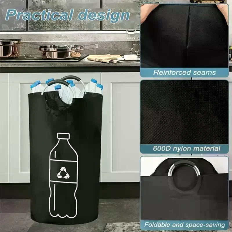 82L Empty Bottle Storage Basket Folding Kitchen Wastewater Bottle Collector Bag With Aluminum Handle Large Capacity Bin Oasis Select