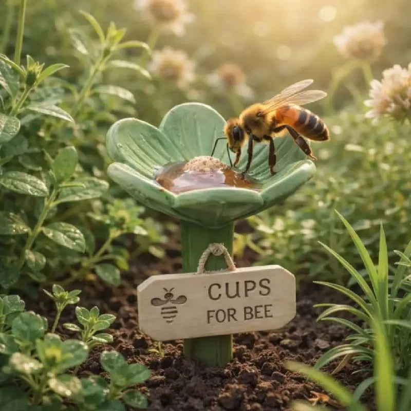 Flower-Shaped Ceramic Bee Watering Station Garden Outdoor Butterfly Feeder Insect Watering Bee Ladder Outdoor Yard Decoration Oasis Select