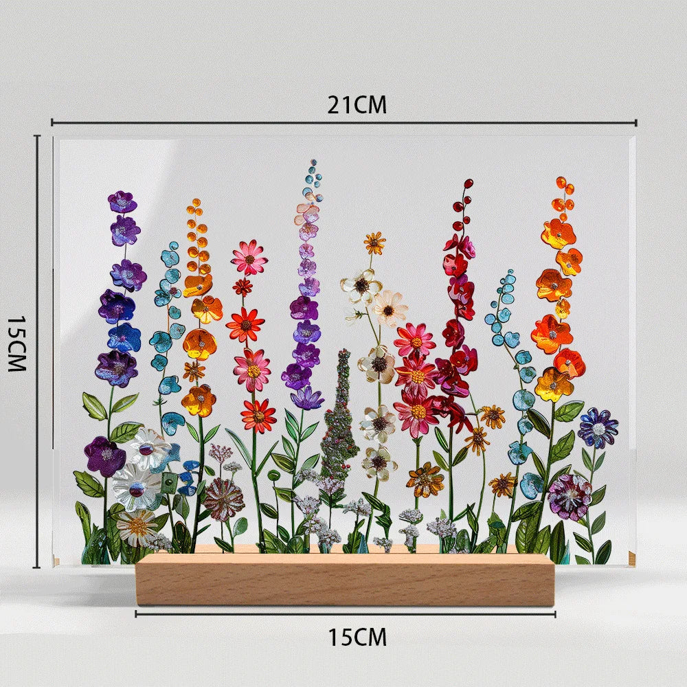 Acrylic Flower Pattern Table Room Desk Imitation Glass Texture Acrylic Desktop Decoration Holiday Gift Desk Decoration Oasis Select BTU419