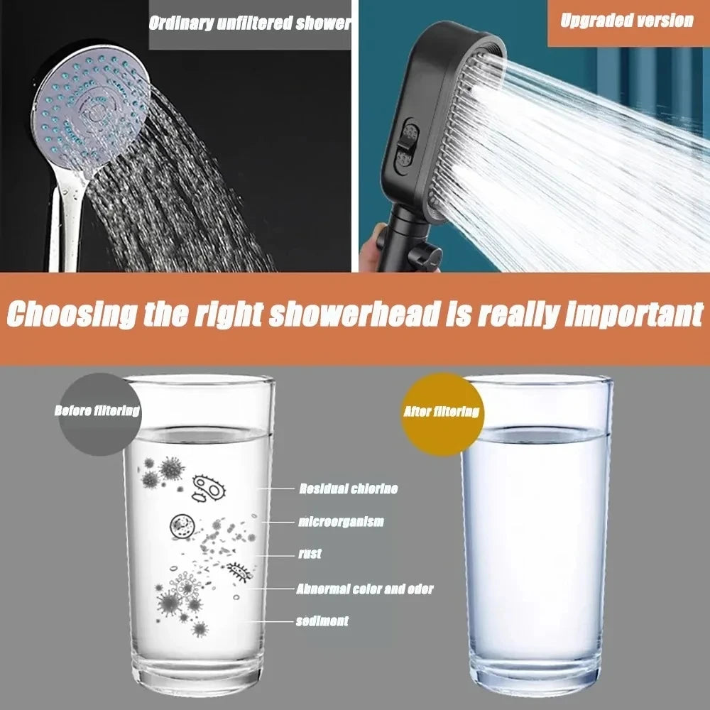 New 3 Modes Shower Head High Pressure Spa Water Saving Hand-Held Water Purifier Filter Hose Bathroom Faucet Mixer Accessories Oasis Select