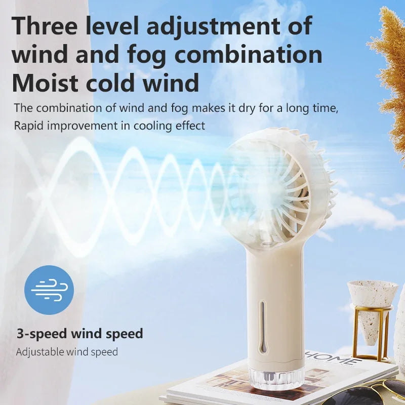 Portable Mini Handheld Misting Fan – USB Rechargeable Spray Fan