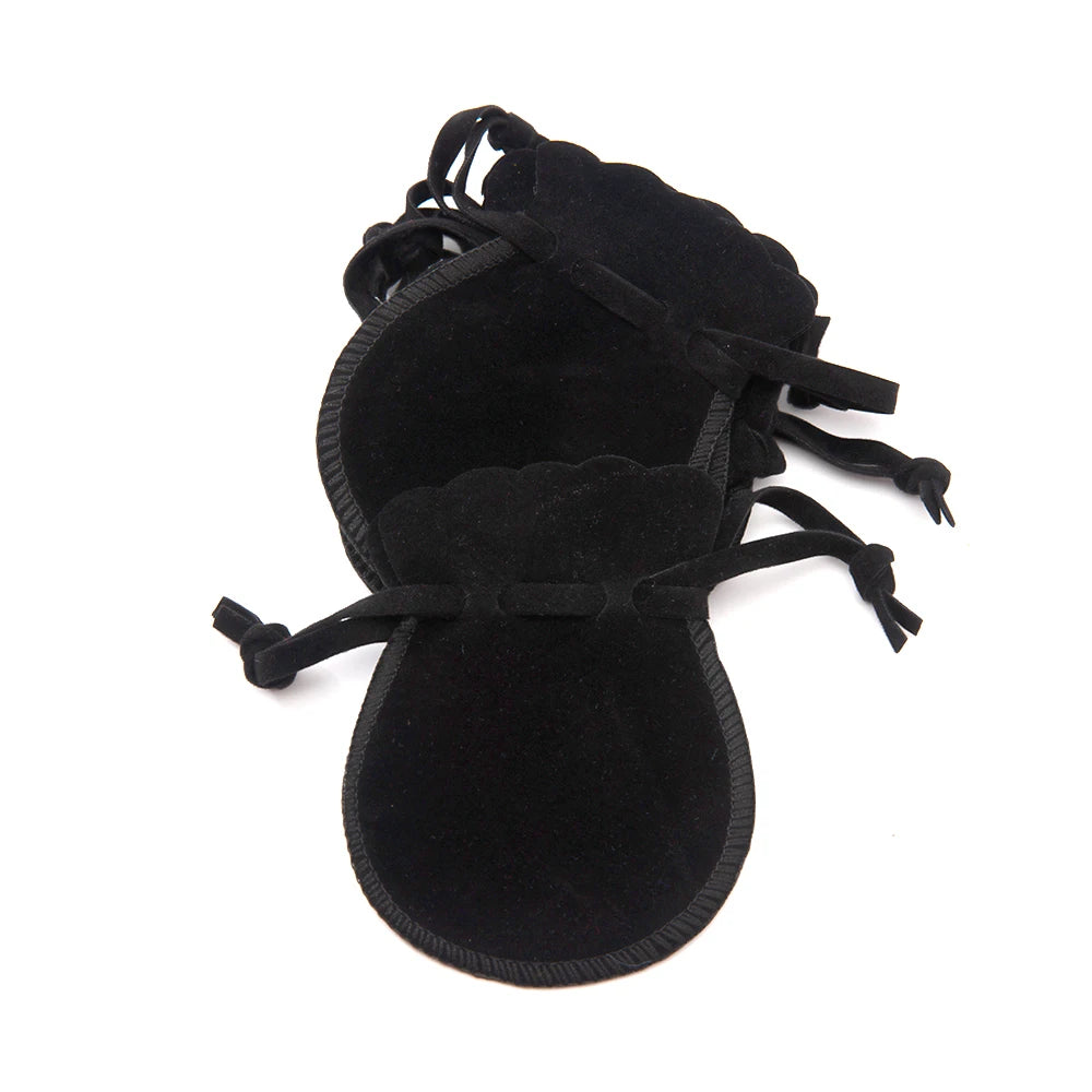 10pcs Small Velvet Jewelry Pouch Drawstring Bags for Gifts Ring Earrings Candy Display Storage Business Selling Packaging Supply Oasis Select black 9X12cm