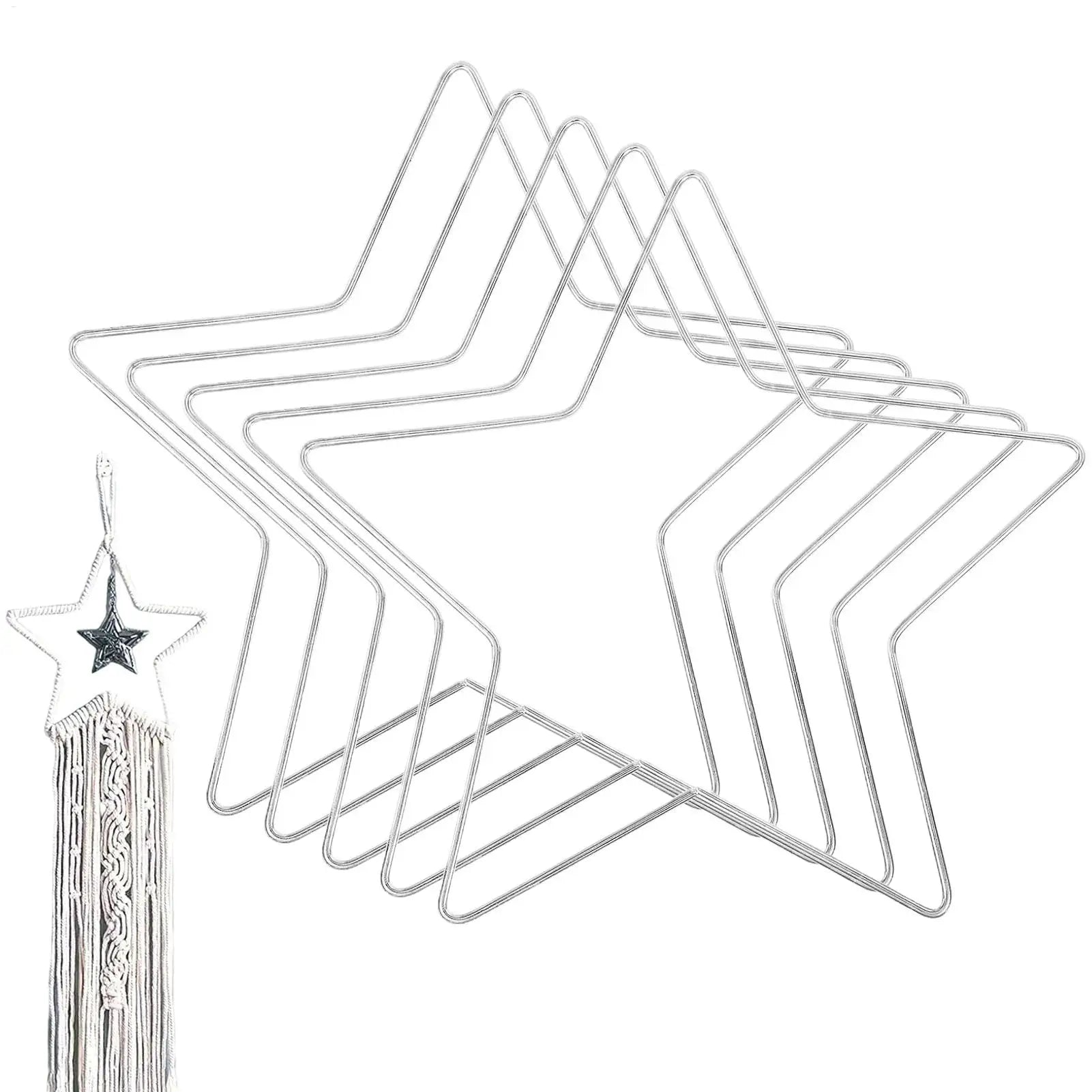 Wire Wreath Frames 5-pieces Star-Shaped Metal Frame 20cm Christmas Wreath Forms for Home Office Living Room Bedroom Window Door Oasis Select