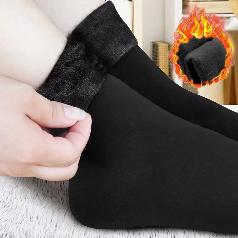 1/2/3pairs Snow Socks Middle Tube Solid Winter Plus Velvet Thick Keep Warm And Cold Socks Comfortable Mens Womens Floor Socks Oasis Select