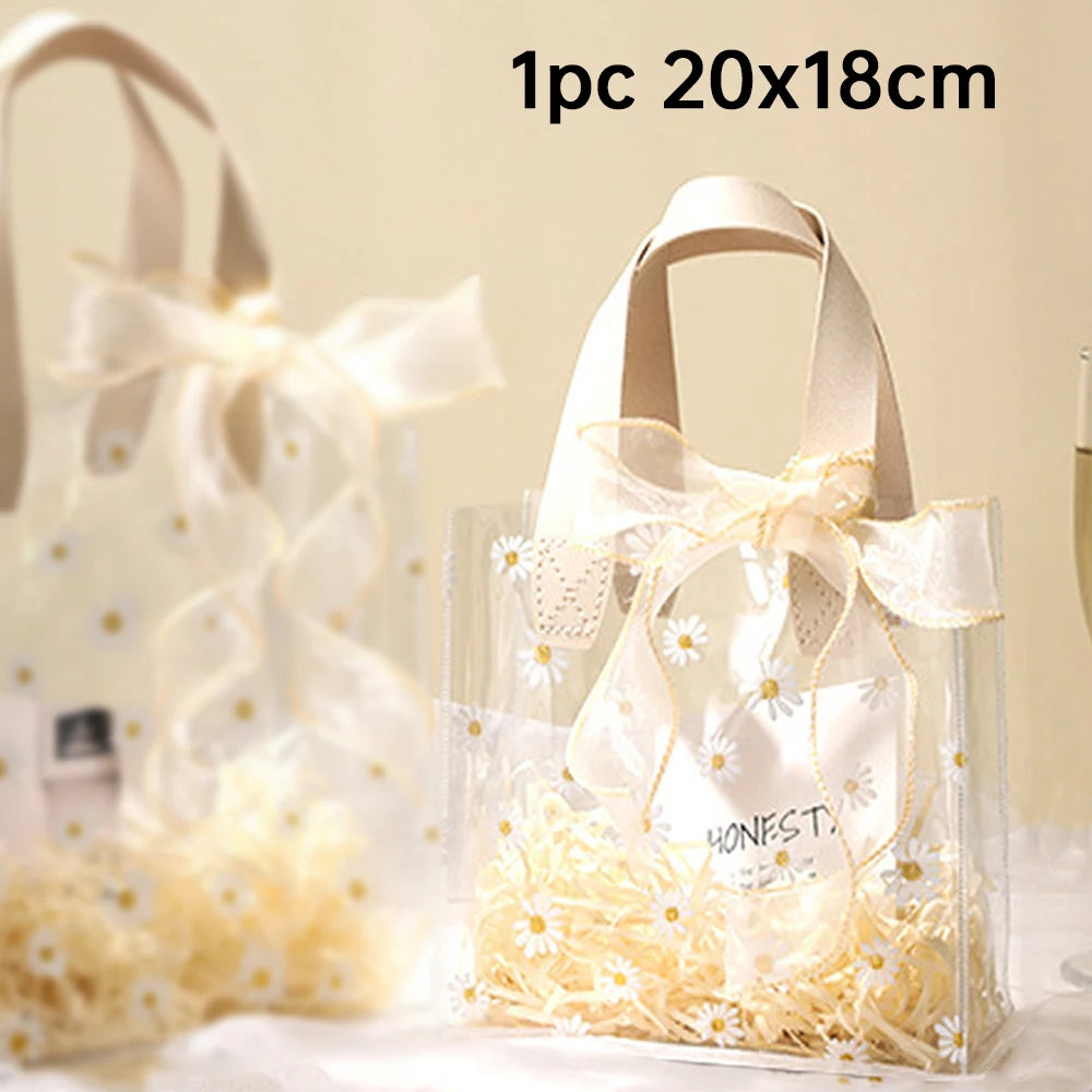 1PC Daisy Tote Gift Bag Candy Bag Thanksgiving, Day of the Dead, Eid al-Fitr, Deepavali, Christmas Portable Gift Jewelry Bag Oasis Select beige 20x18cm 1pc Other