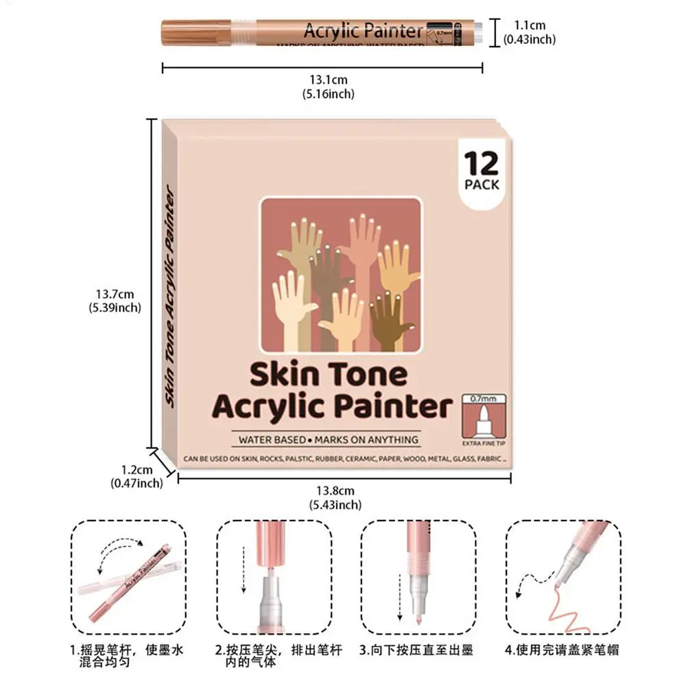 Nail Arts Graffiti Pen Body Painting Graffiti Skin Color Water-based Pen Dot Flower Hook Line Waterproof Acrylic Pigment Pen Oasis Select China Mainland B