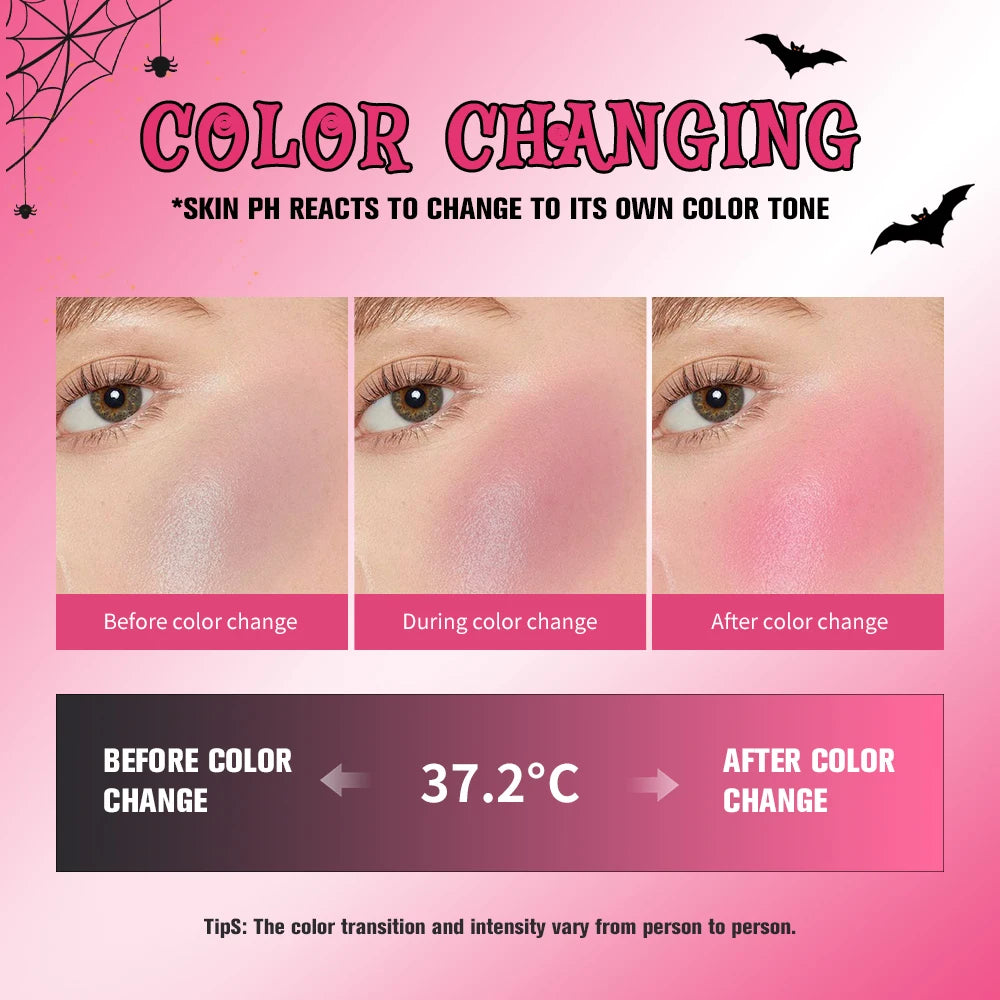 PH Color Changing Magical Black Cream Long-wearing Blush Cheeks Lips Natural Pink Moisturize Long Lasting Makeup Cosmetics Oasis Select