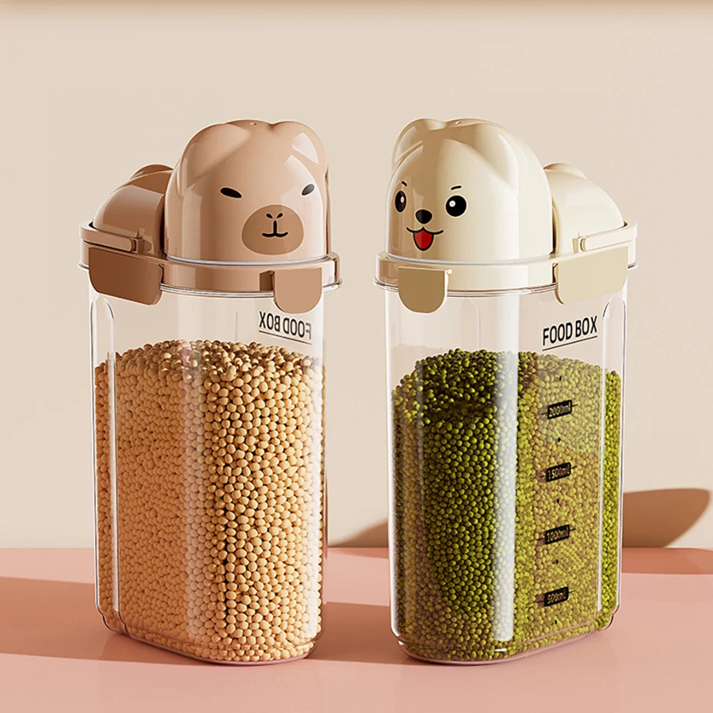 Cartoon-themed airtight storage jars, household dustproof containers, grain storage boxes, large-capacity plastic jars for coffe Oasis Select