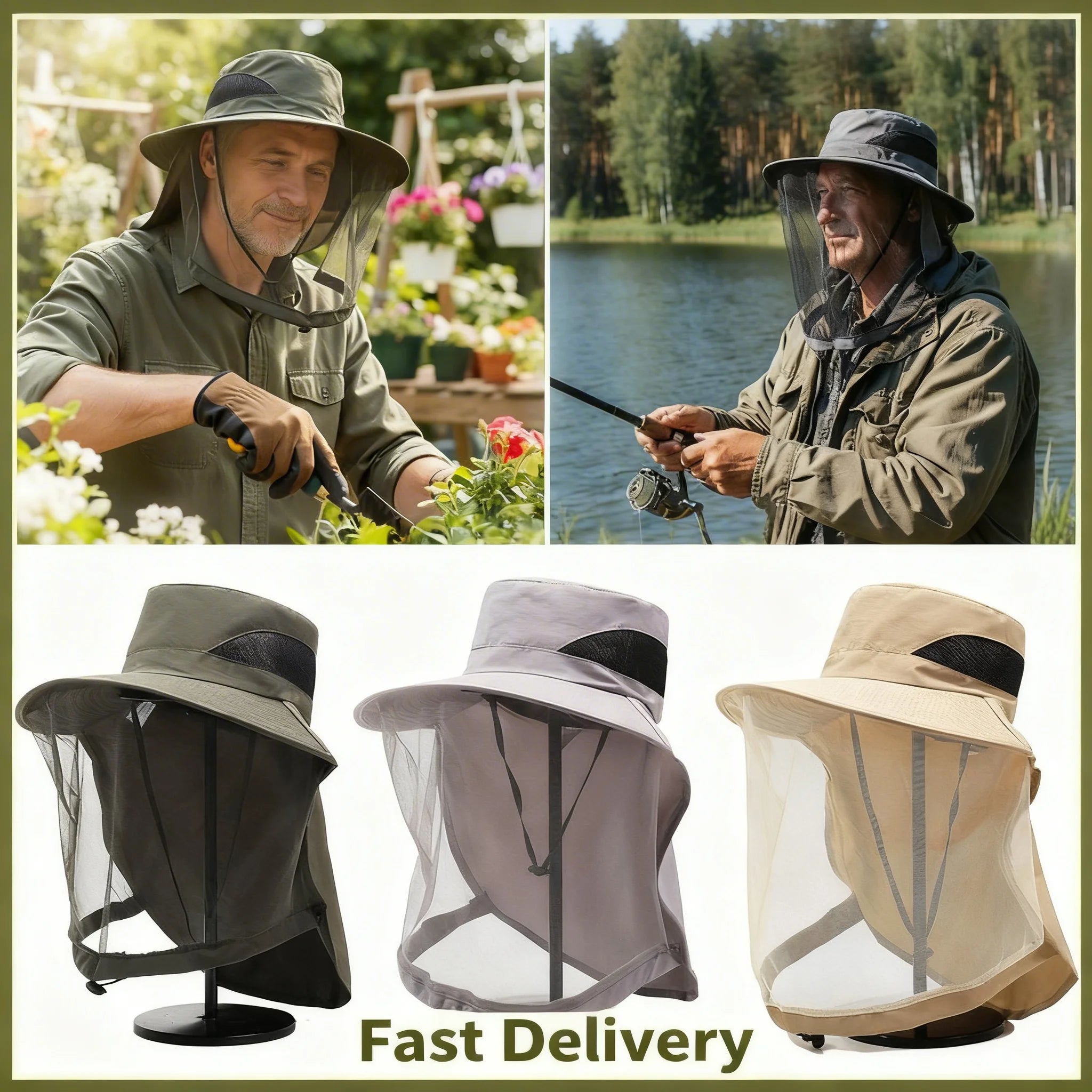 Mosquito Net Sun Hat – Full Mesh UV Protection Fishing Cap