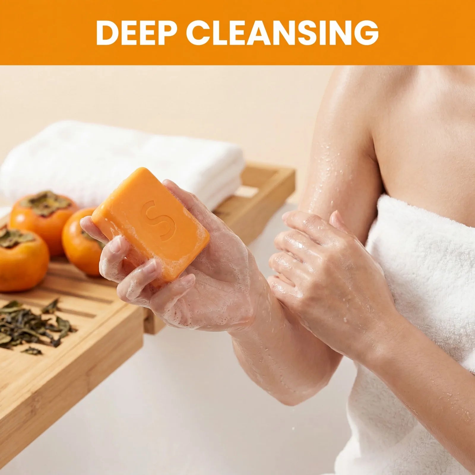 Persimmon Bath Soap Refreshing Body Soap Mild Skin Friendly Deep Cleansing Moisturizing Fragrance Daily Bathing Face Body Oasis Select