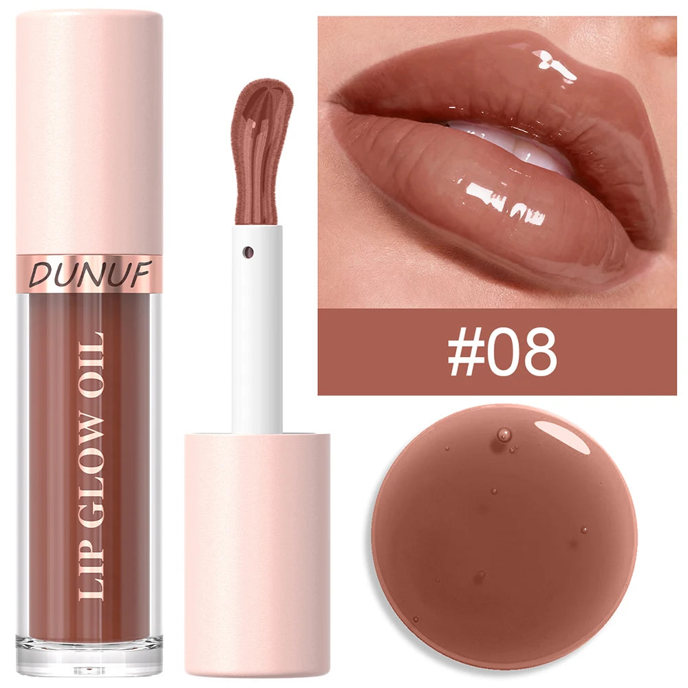 DUNUF Lip Glow Oil Moisturizing Lip Gloss Plumping Lip Oil Tinted Hydrating Lip Care Transparent Lip Balm Beauty Makeup Cosmetic Oasis Select DLAA 8