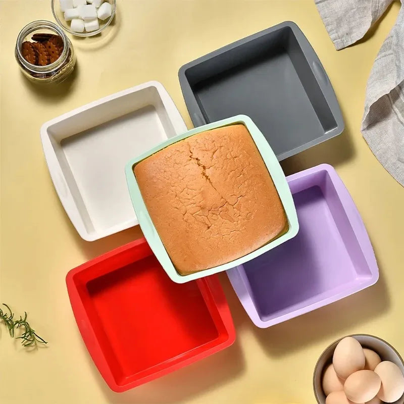 1/4Pcs Silicone Square Cake Plate Non-Stick Brownie Pot with Anti-Slip Handle Oven and Air Fryer Safe Perfect for Baking Cakes Oasis Select