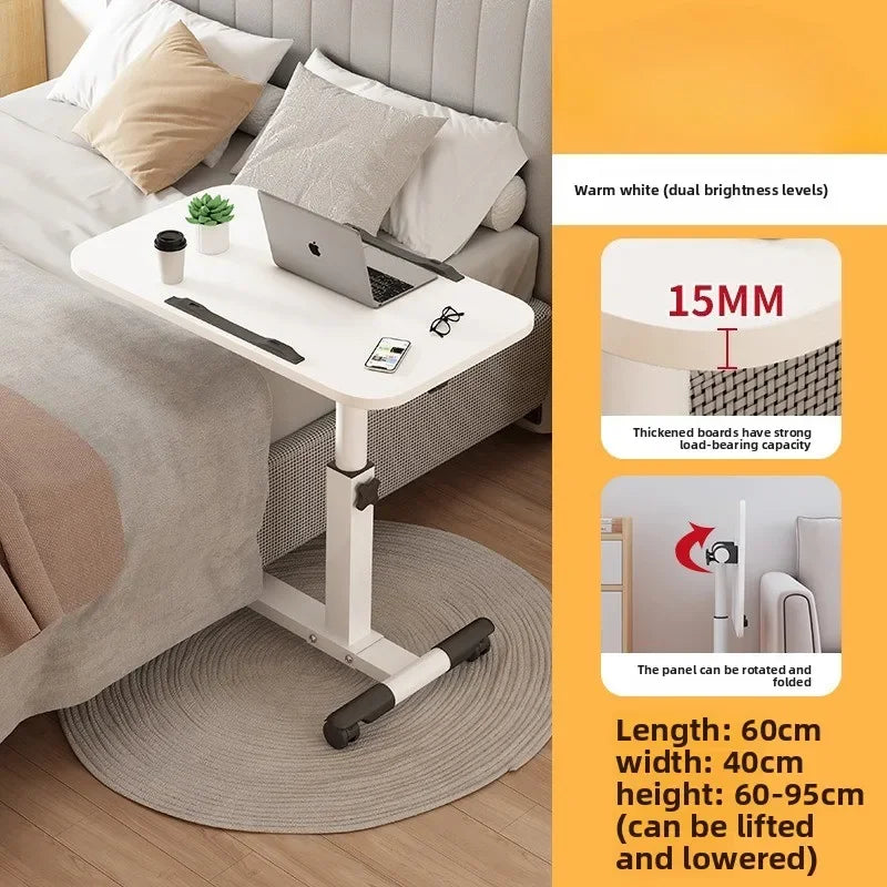Multi-functional Household Goods Bedside Table Sofa Side Desk Bedroom Removable Lift Lazy Computer Desk Office Small Table Oasis Select White