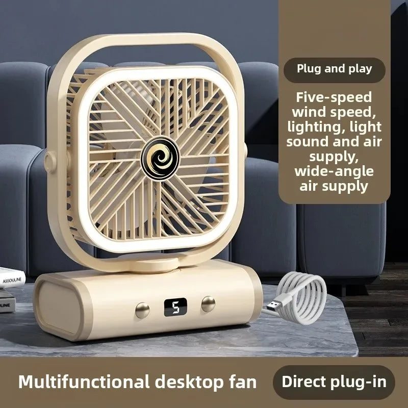 URGGU USB Rechargeable Camping Fan with LED Tent Light