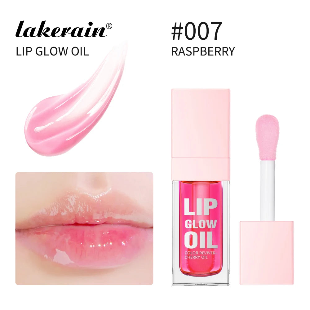 Crystal Lip Glow Oil Cherry Pink Lips Plumper Gloss Hydrating Plumping Lips Coat Tinted Lip Plumper Serum Lips Glow Oil Makeup Oasis Select 007 RASPBERRY