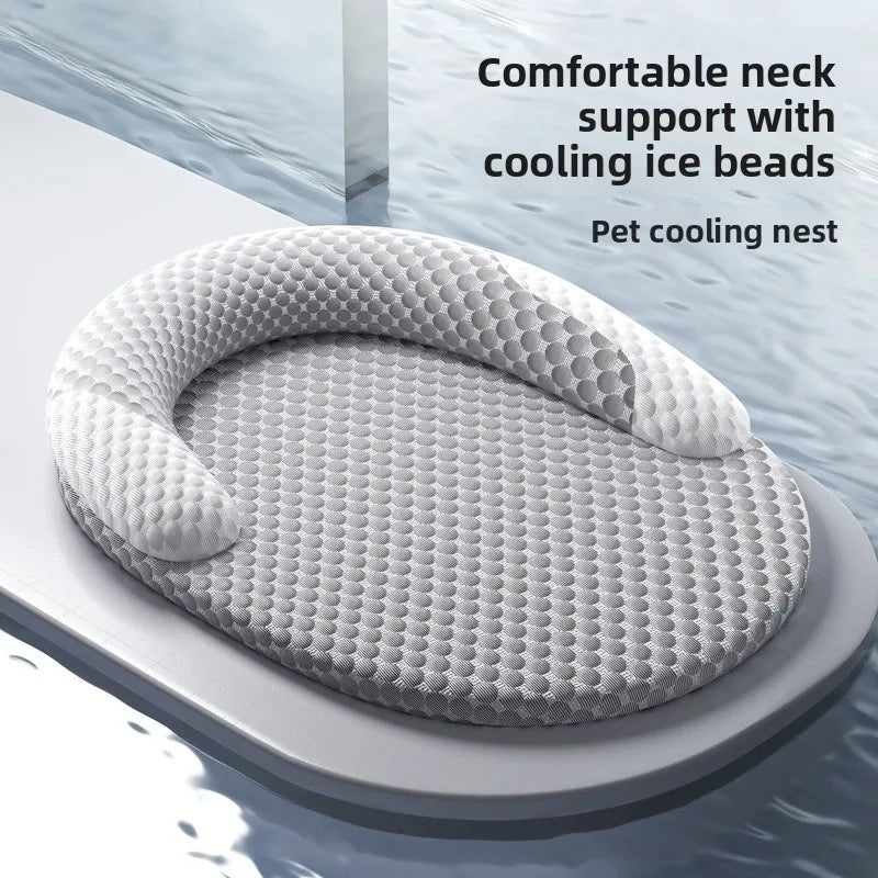 Breathable Heat Dissipation Cooling Dog Bed Summer Ice Silk Cat Mat Oval Pet Nest Cooling Pad for Small Medium Large Dogs Cats Oasis Select
