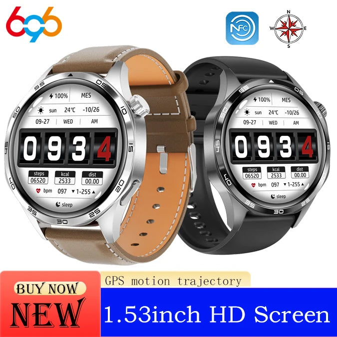 Men Round Smart Watch Sports Blue Tooth Call Health Watches Waterproof GPS Motion Trajectory Compass Voice Assistant Smartwatch Oasis Select