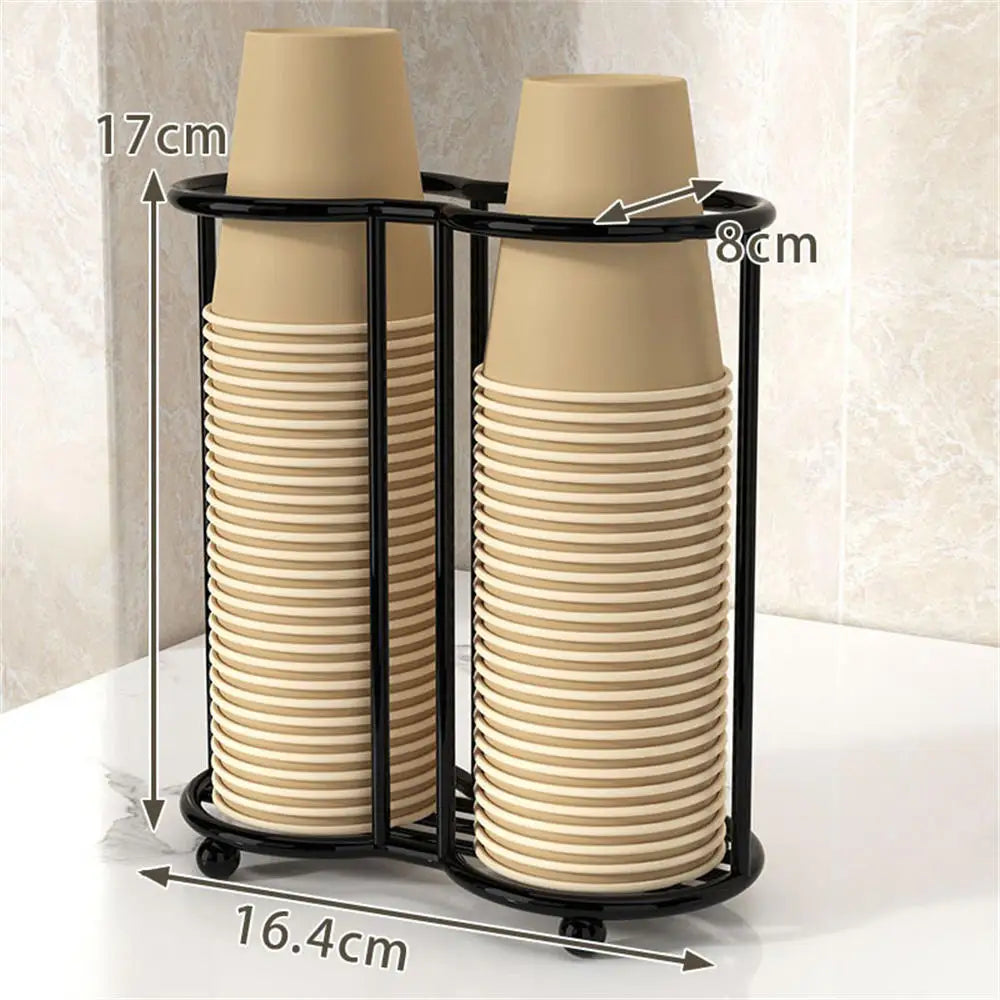 Disposable Cup Storage Holder Wooden Water Cups Dispenser Rack Shelf with Longer Stick Tableware Organizer for Restaurants Bar Oasis Select Black-Style B
