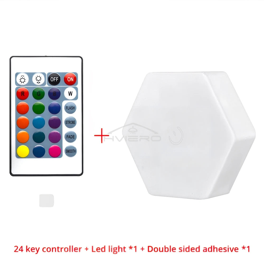 RGB Hexagon LED Wall Light – Touch & Remote Modular Honeycomb